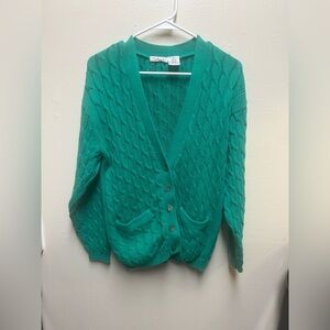Vintage Talbots women’s chunky knit cardigan green Large